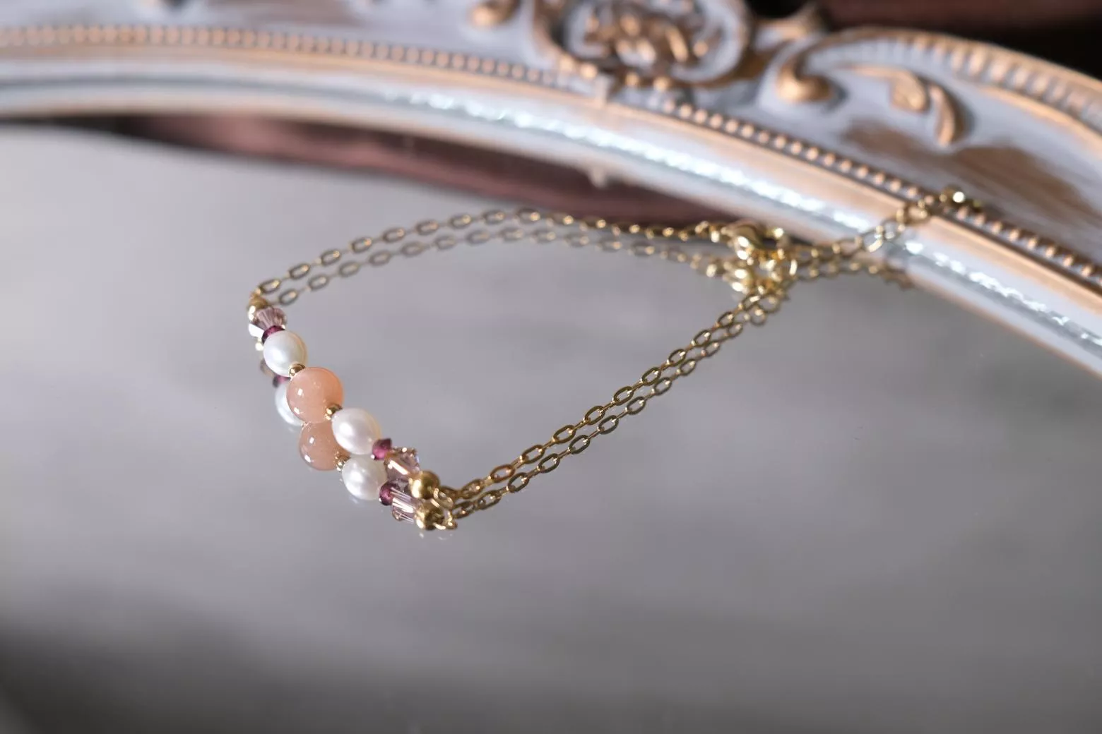 【月光仙子】珍珠水晶鈦鋼手鍊