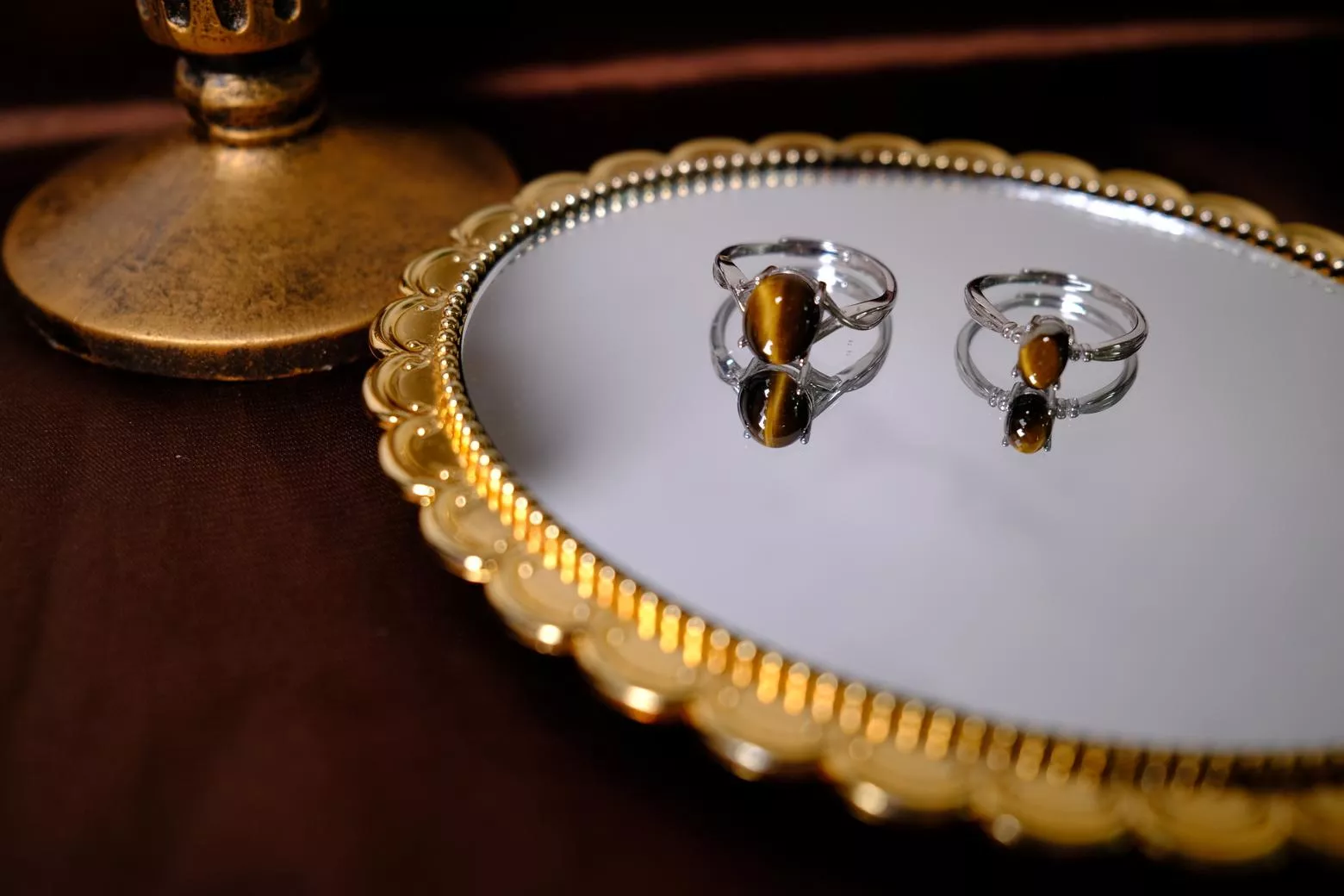 貓眼石925純銀開口可調戒指