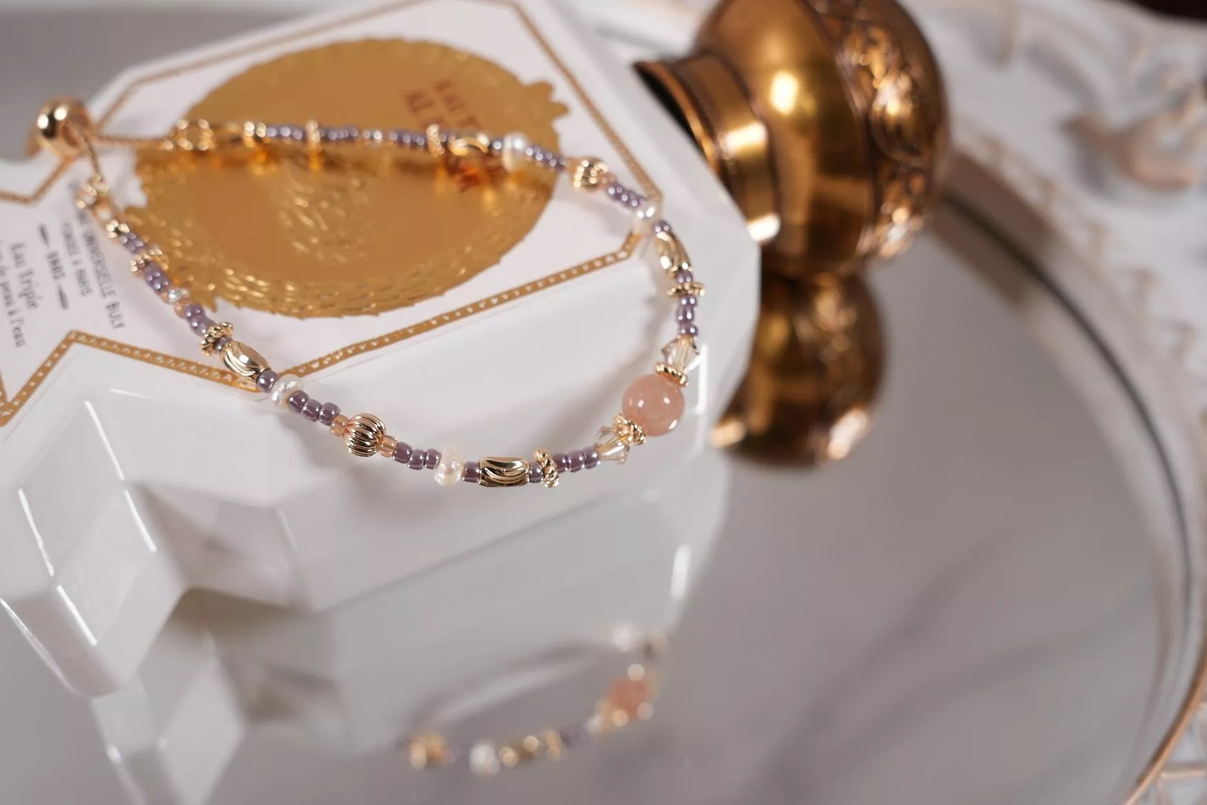 【秋盛美人櫻】天然石伸縮手鍊