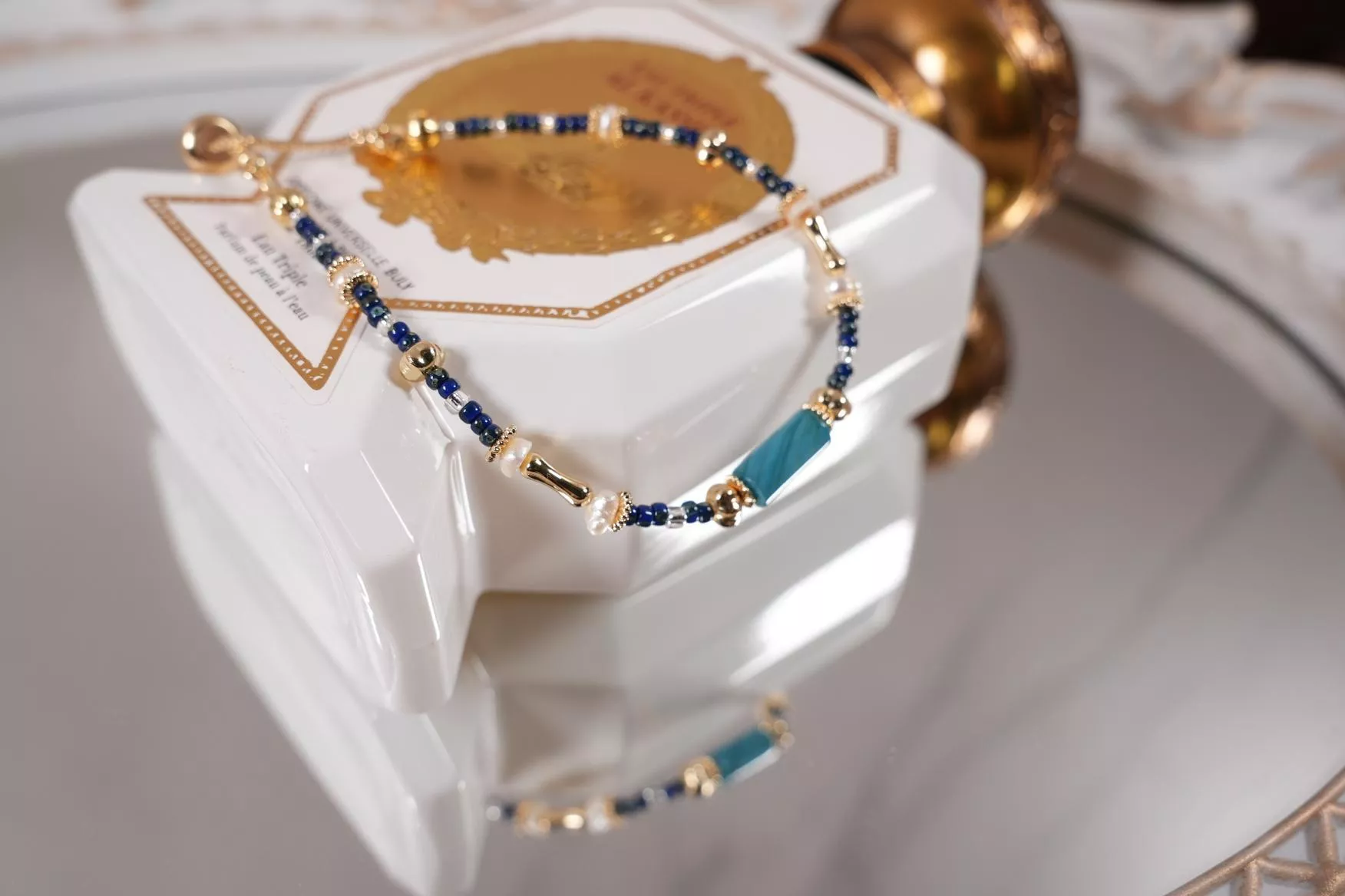 【藍色海洋傳說】貝殼管珠伸縮手鍊