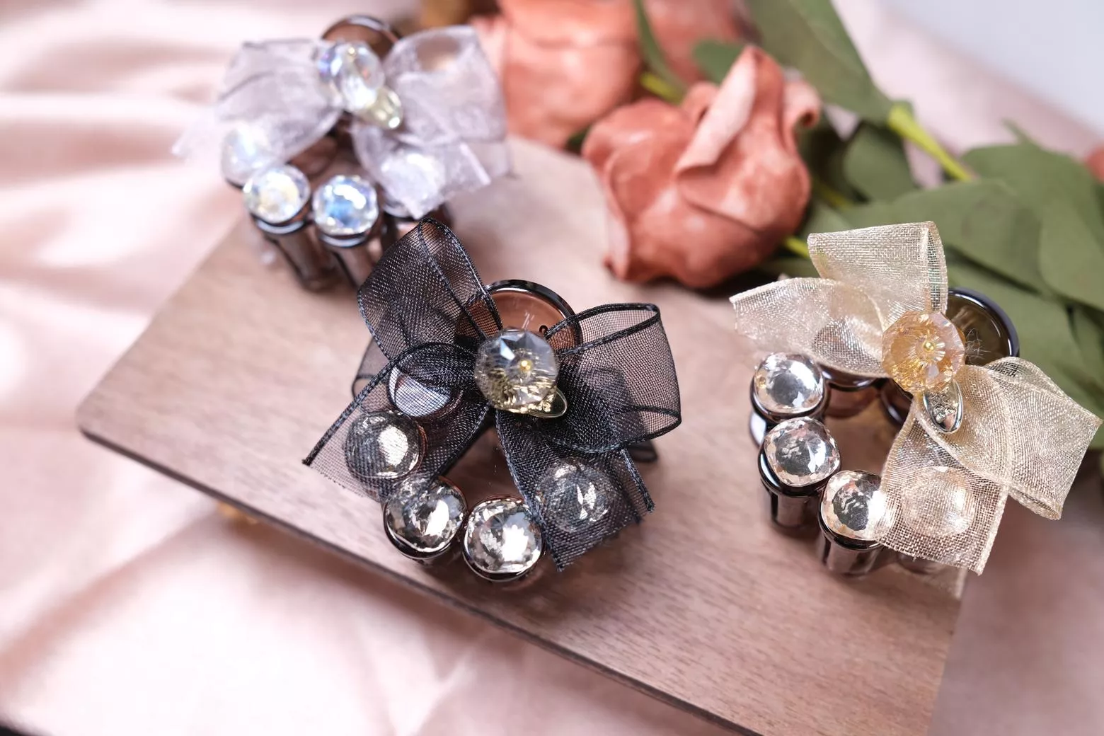 〔精靈花圈〕韓系仙氣紗質緞帶水鑽抓夾