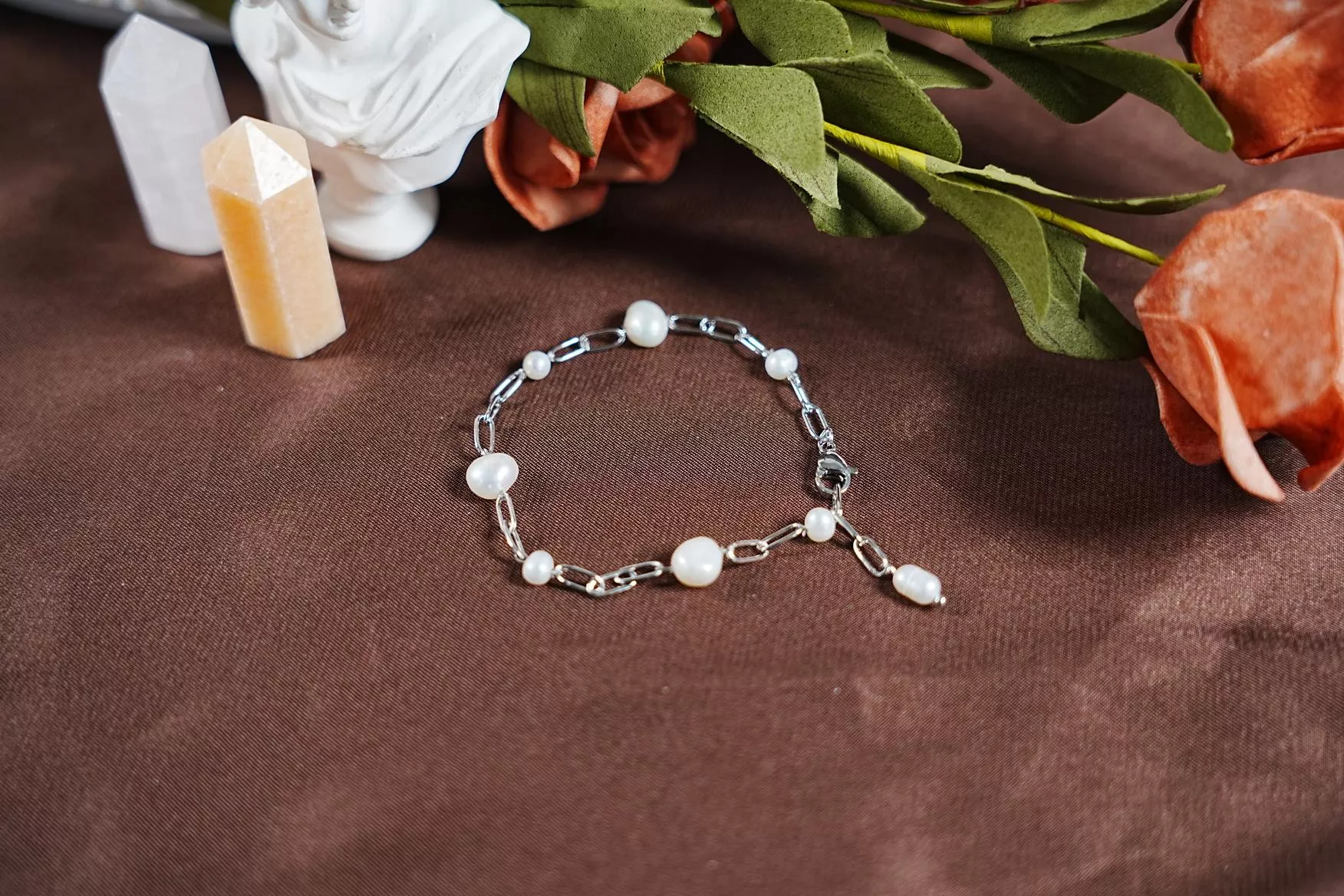 【餘白】珍珠白鋼手鍊