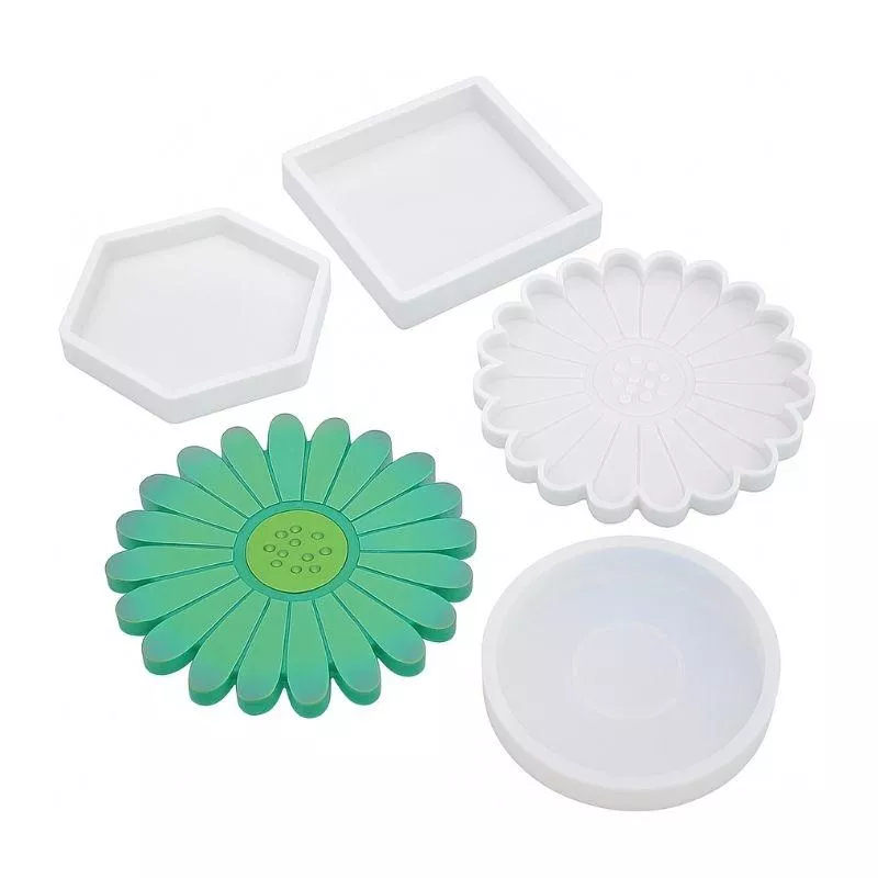 【聯韋樹脂】5件杯墊組合包｜環氧樹脂灌注模具｜柔韌矽膠材質／易脫模／重複使用／多造型創作自由