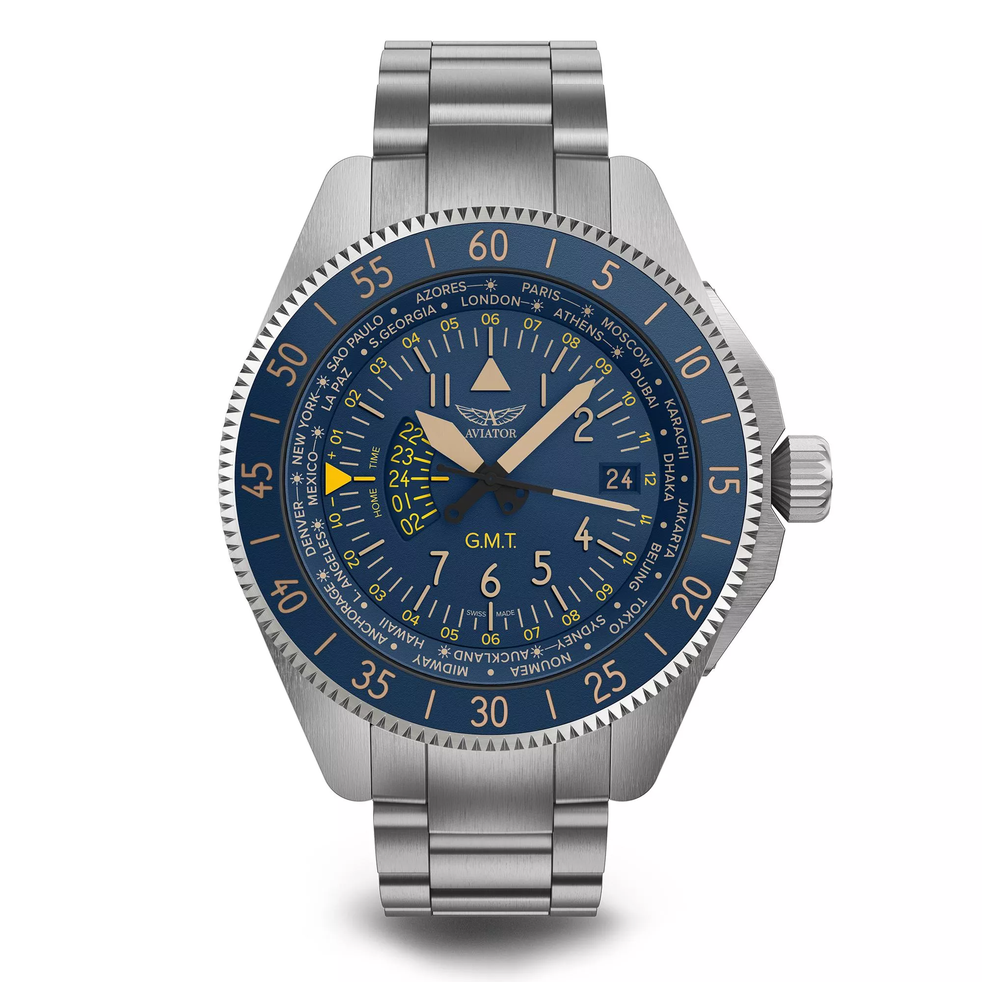 AIRACOBRA GMT 飛行員腕錶