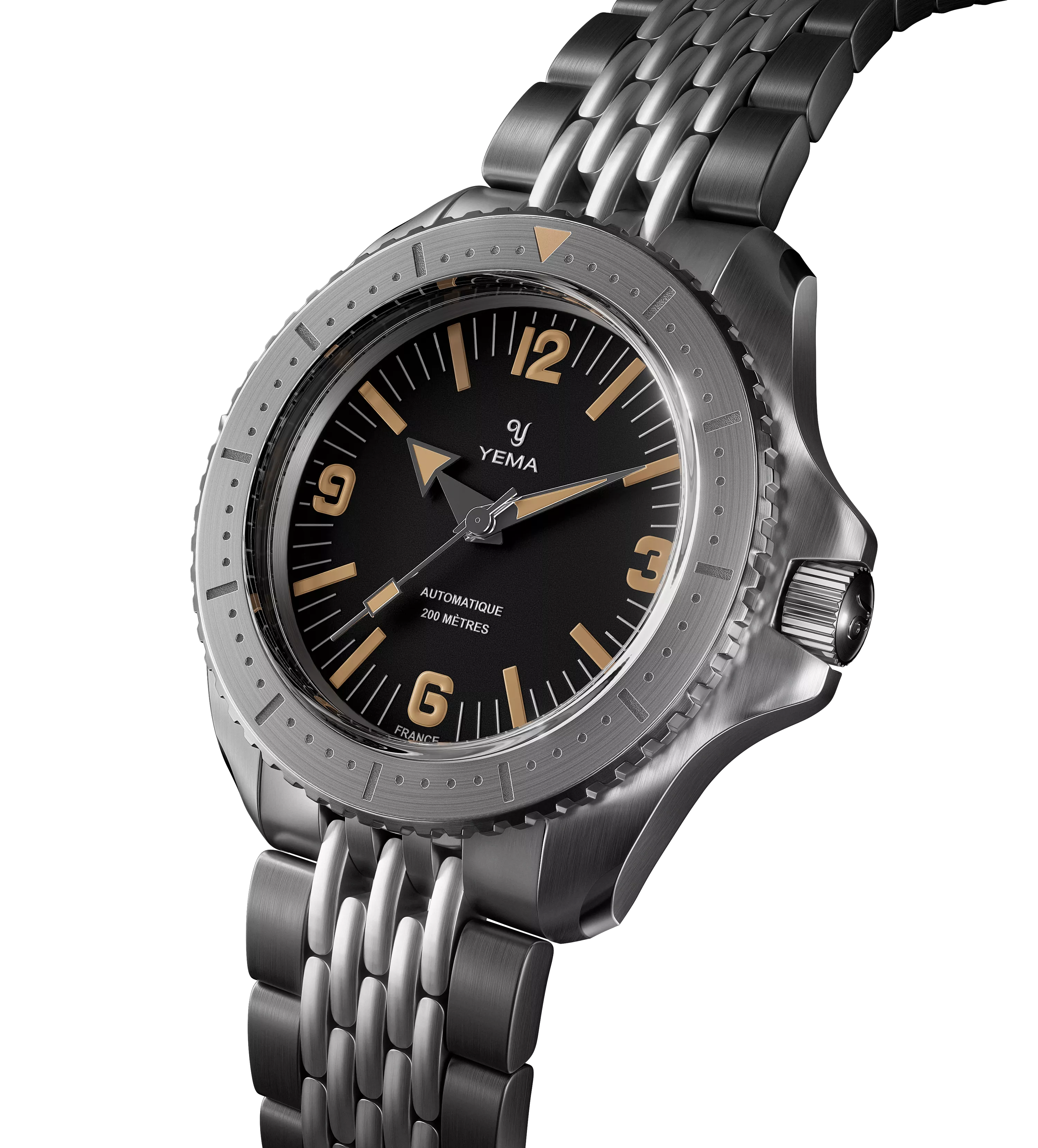 YEMA 懷舊黑復古潛水錶