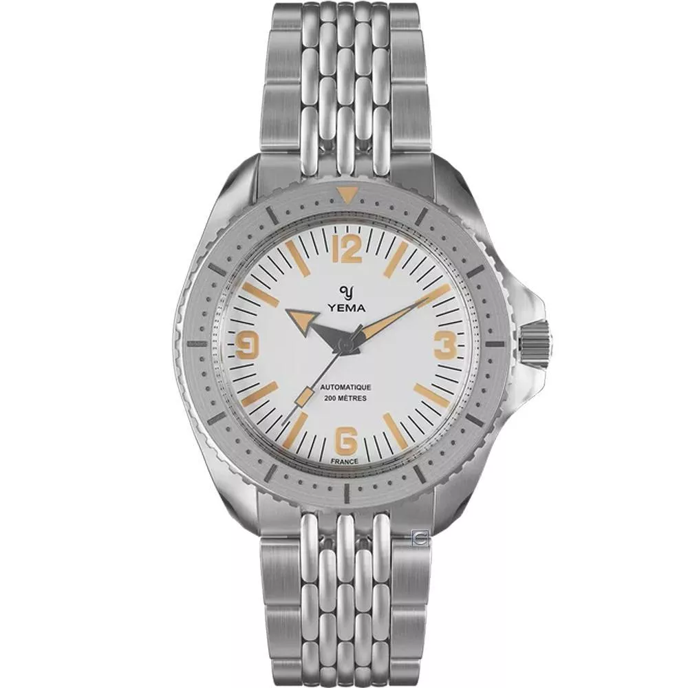 YEMA 蛋殼白復古潛水錶