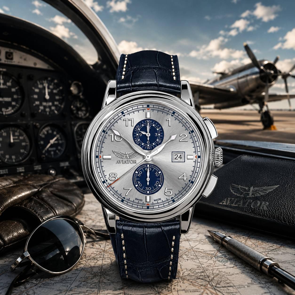 DOUGLAS CHRONOGRAPH 飛行員石英計時碼錶