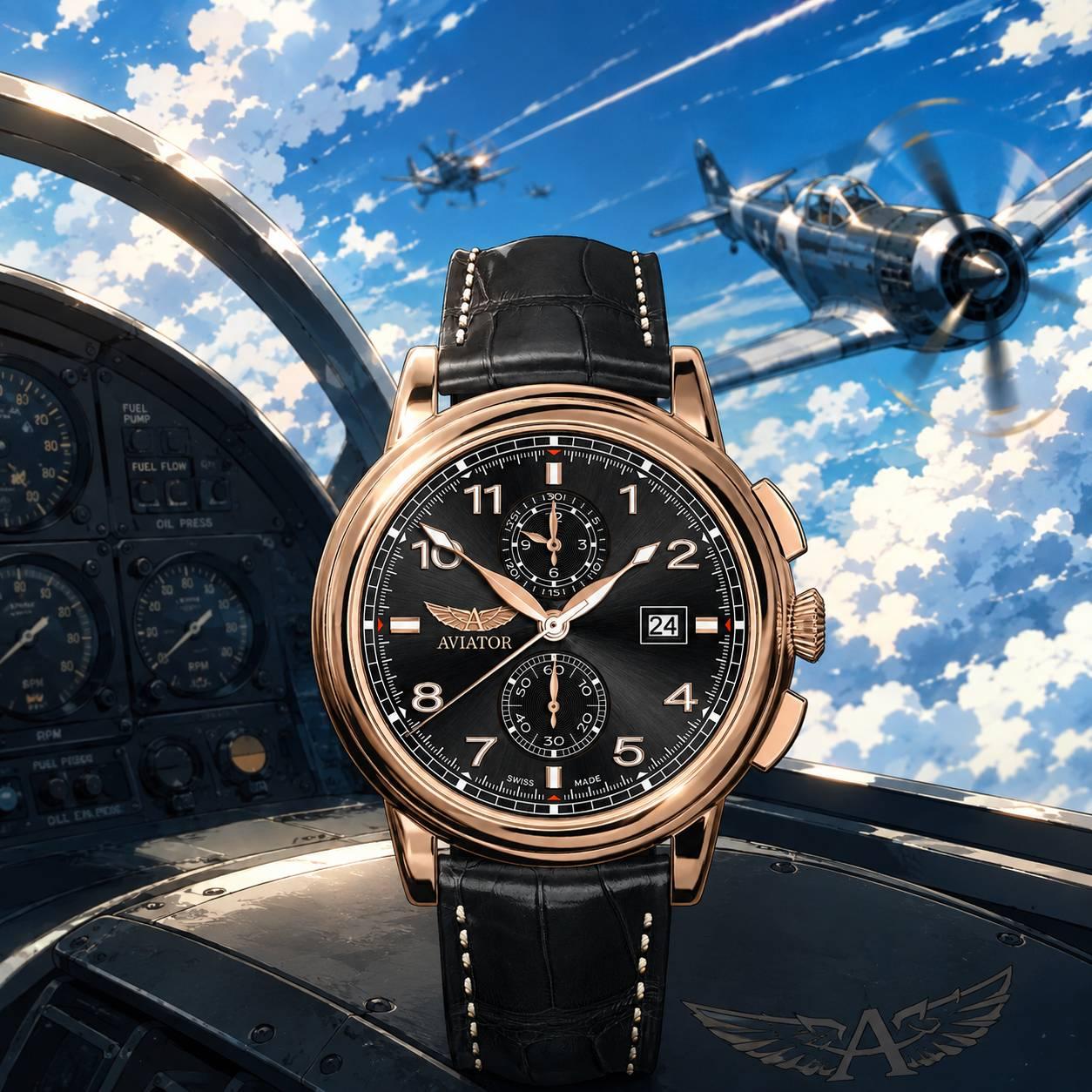 DOUGLAS CHRONOGRAPH 飛行員石英計時碼錶