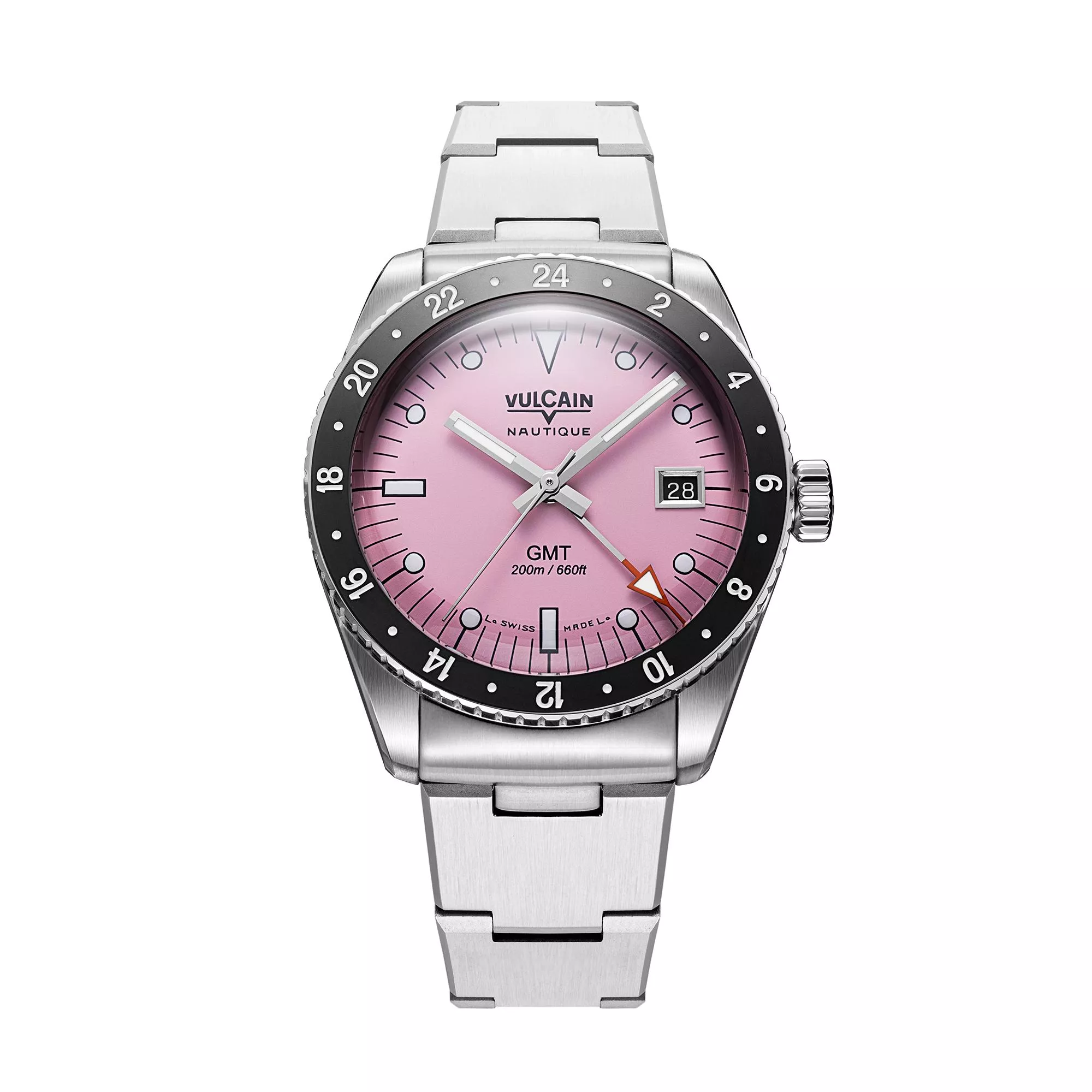 Skindiver 限量版 Pink GMT 潛水腕錶經典鋼帶款