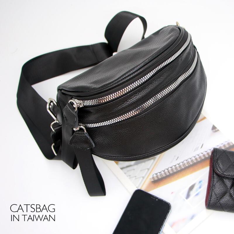 現貨👍真皮雙層款大開口包 女生斜背包 胸包 A1809 | Catsbag Shop