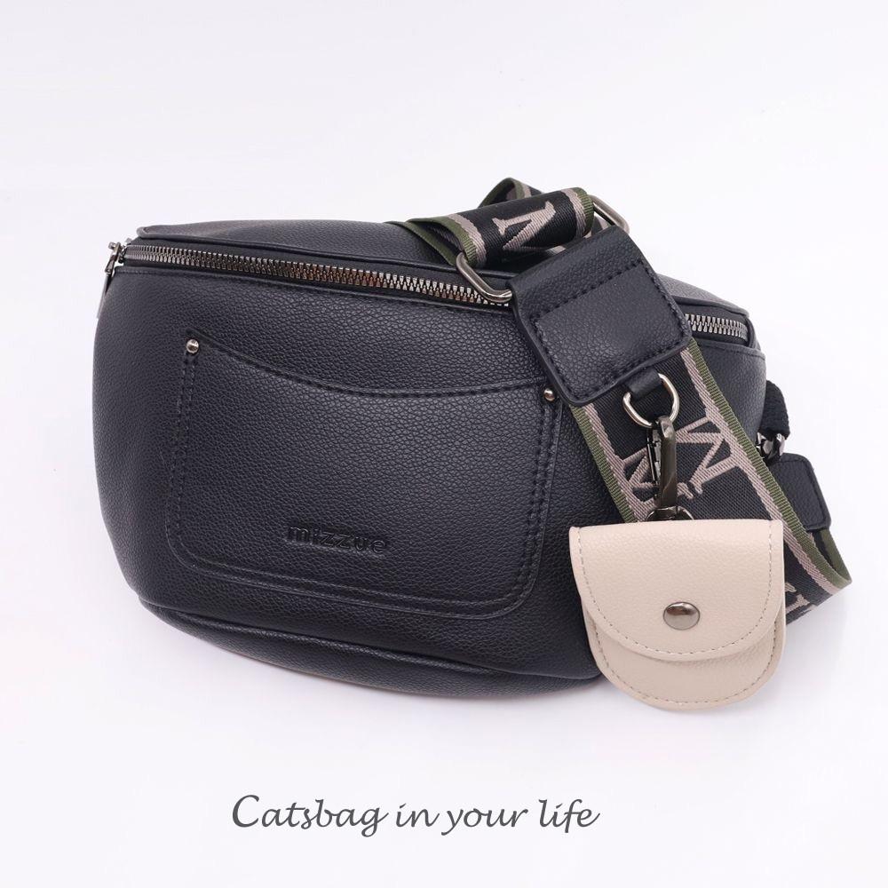 女生胸包 黑色皮革胸包 斜背包 附ipod耳機袋 24018｜ Catsbag Shop