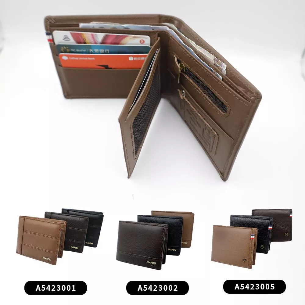 商務時尚MANDURFID A5423質感真皮短夾