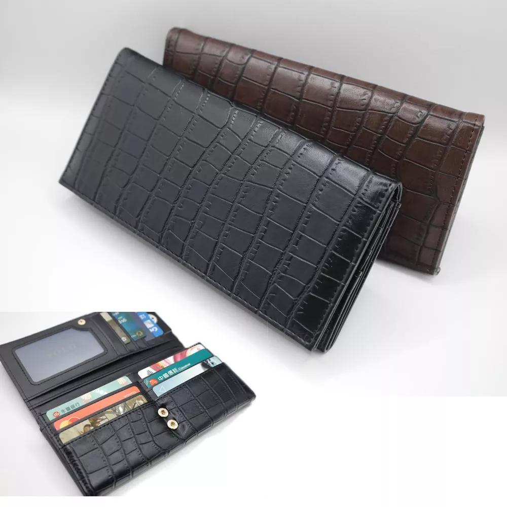 工藝感壓紋雙折長夾 釘扣款 342