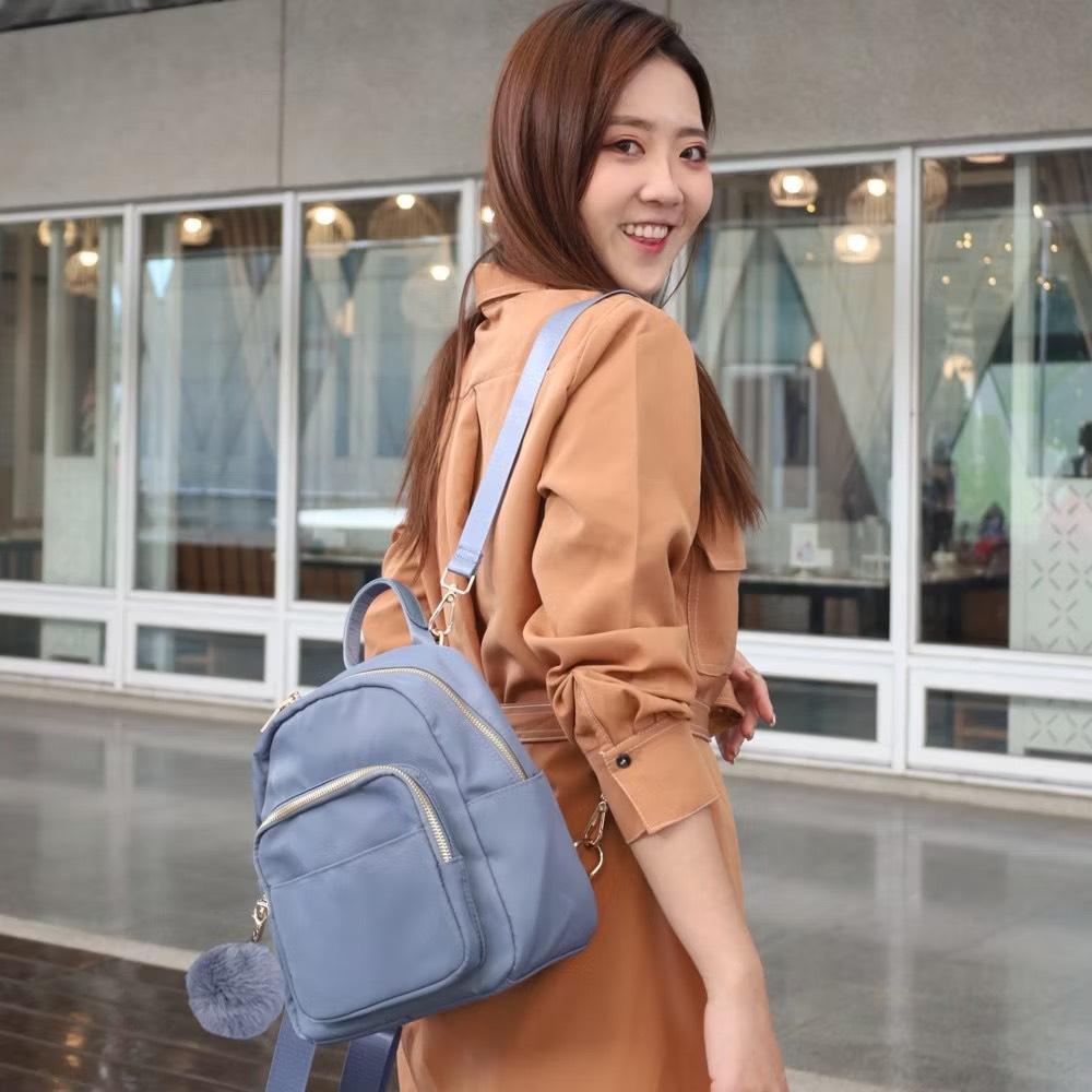 毛球吊飾後背包 小後背 防潑水尼龍後背包 女生後背包 9603