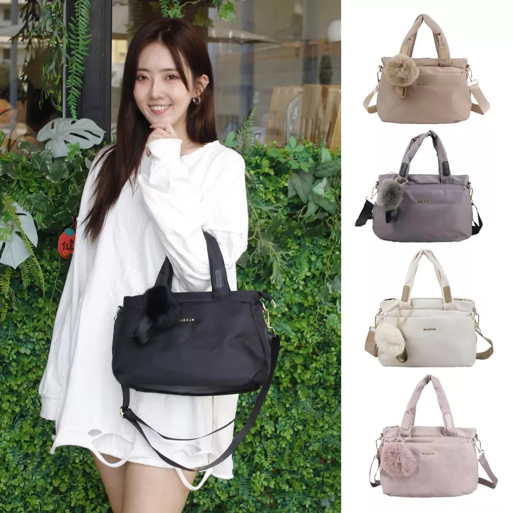 厚磅尼龍柔軟Q毛球空氣包  托特包  斜背包 9435