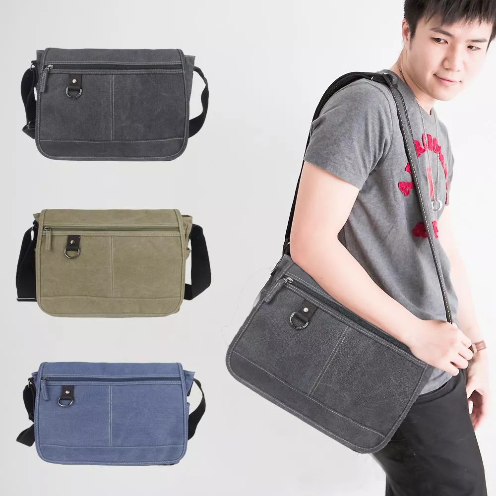 耐磨耐重厚磅帆布商務斜背包 電腦包 筆電包 2014