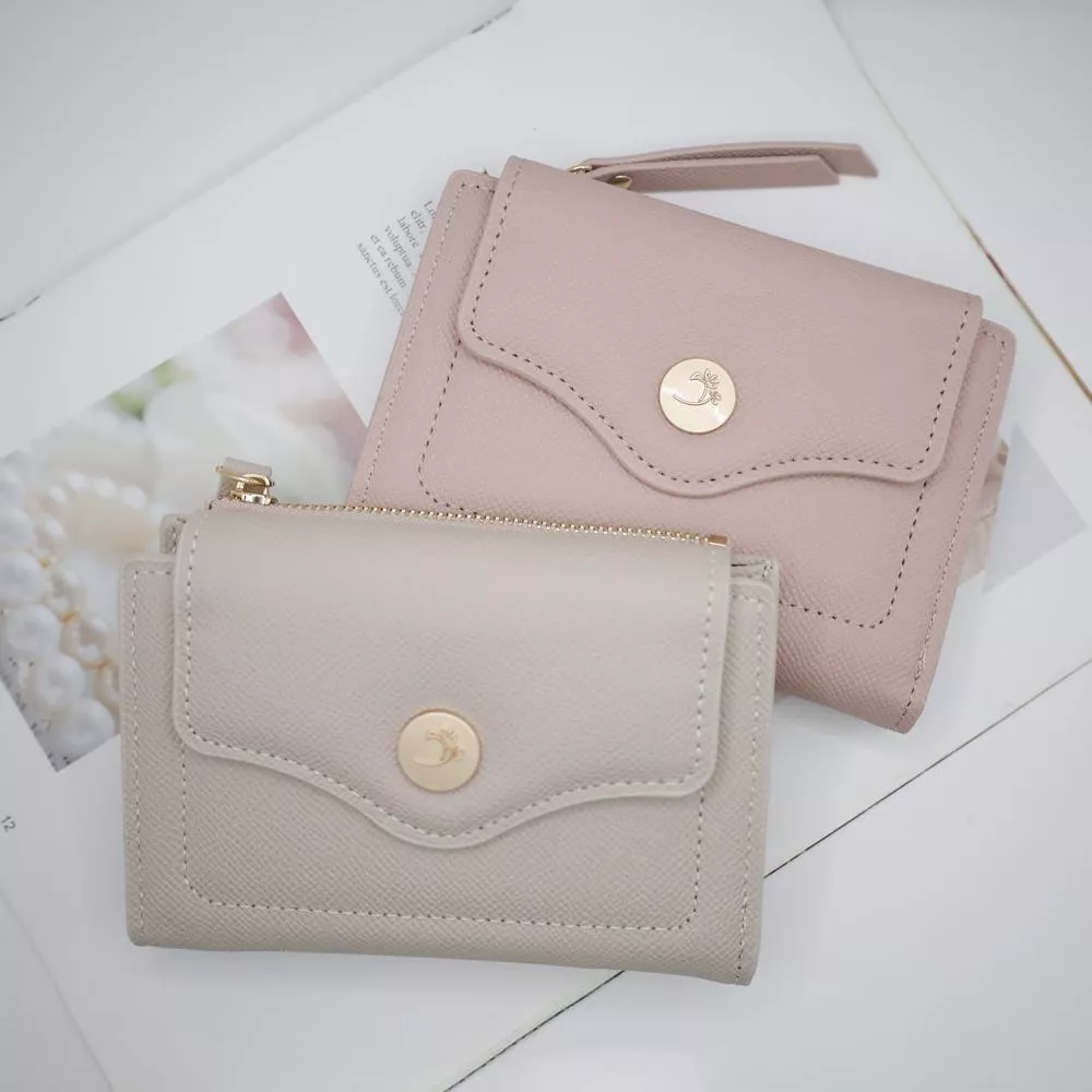 優雅金扣防刮中短夾 3201