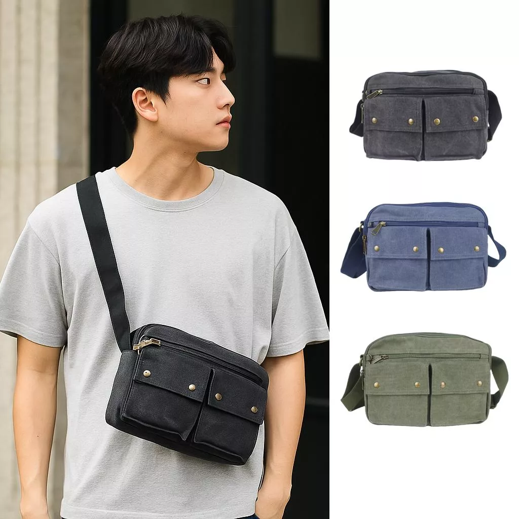 Urban Canvas 厚磅帆布多功能休閒斜背包 690