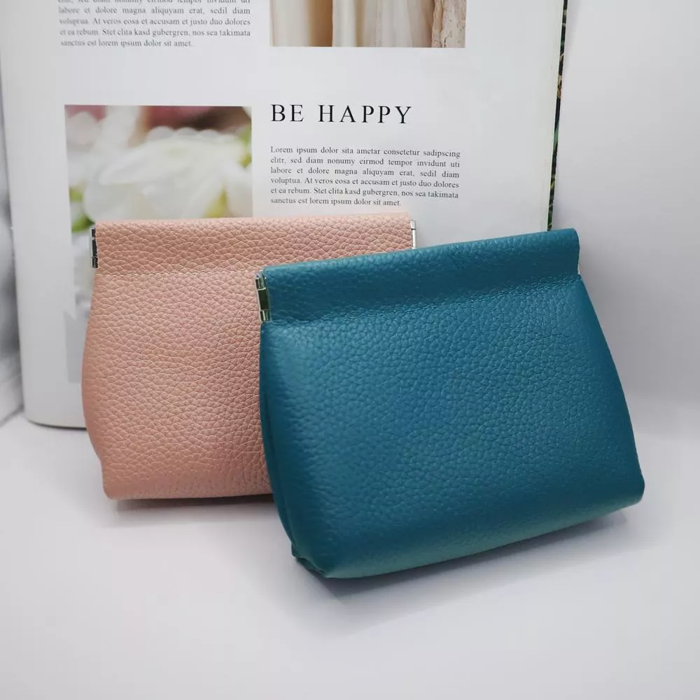 真皮彈簧開口收納包 24084