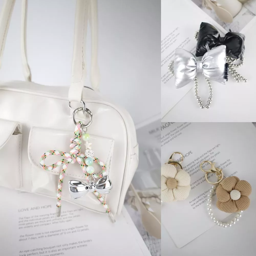韓系甜美蝴蝶結 蕾絲 花語 包包吊飾 鑰匙圈