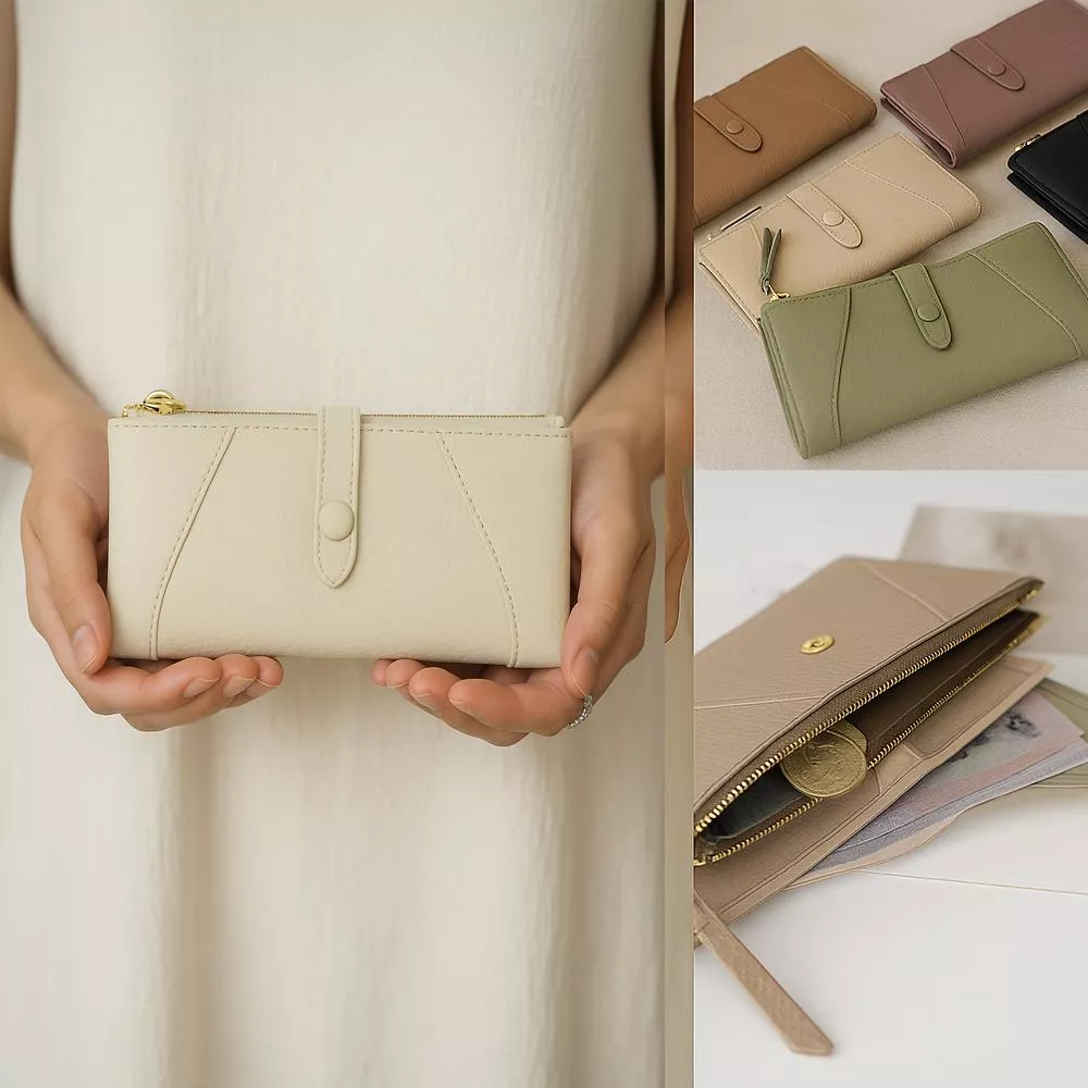 輕奢簡約厚實軟皮雙折長夾 009