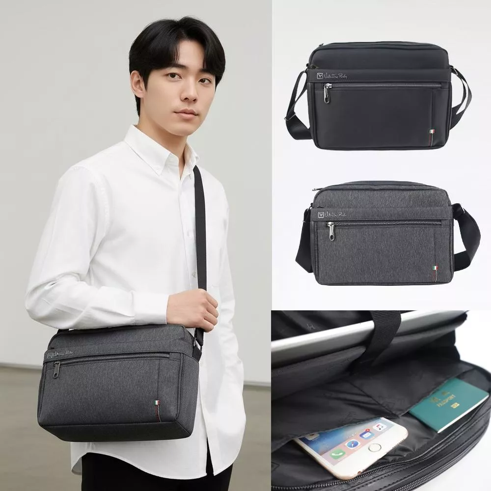 Valentino 范倫鐵諾髮絲紋尼龍側背包 斜背包 9208-1