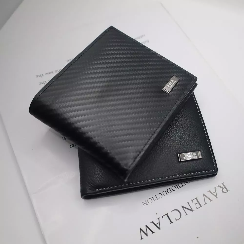 商務質感碳纖維真皮短夾 116-85