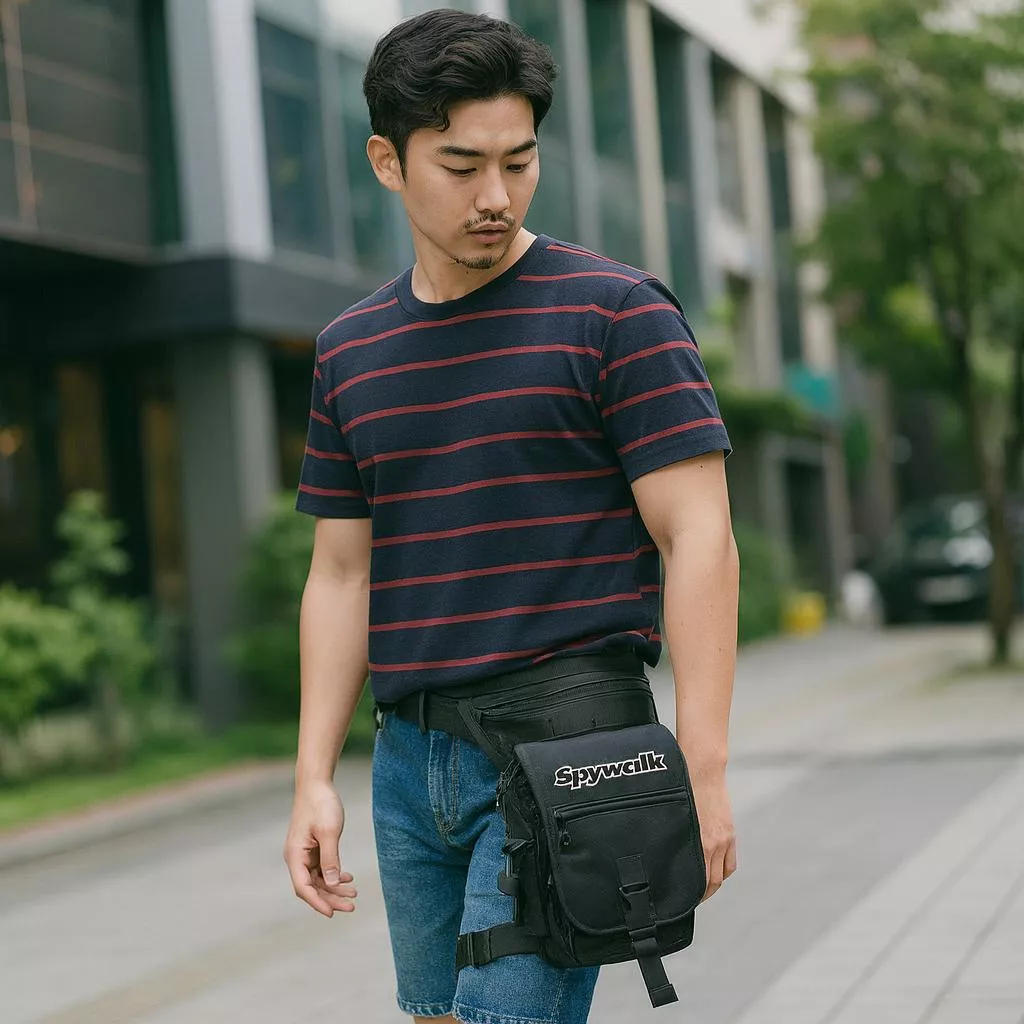 高密度厚磅尼龍多層收納機能包.斜背包.可做腿包.腰包 6510