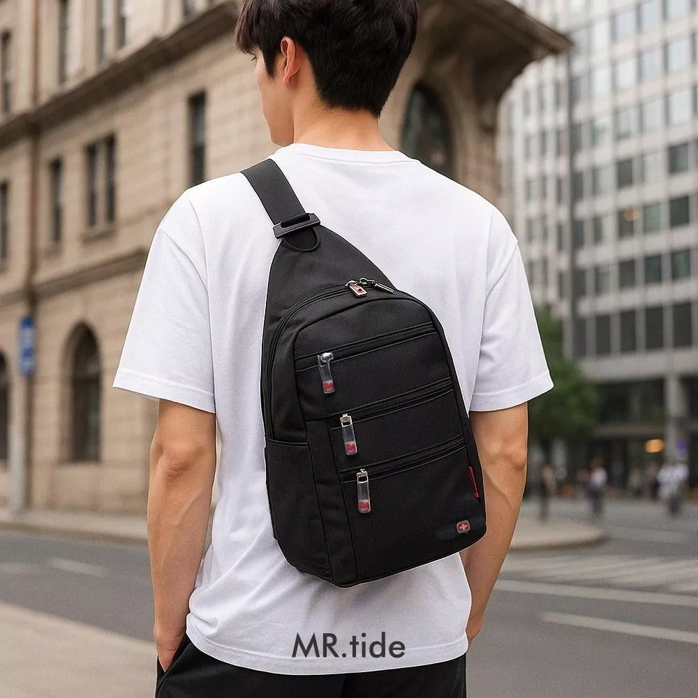 OVERLAND 十字防潑水尼龍三層胸包 斜背包 單肩包 5798