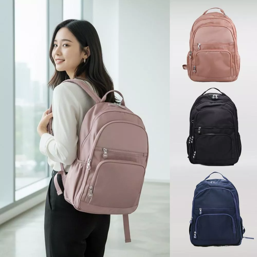 mizzue 拉鍊款商務尼龍大容量後背包 透氣減壓 出國必備 可套拉桿旅行箱 G806