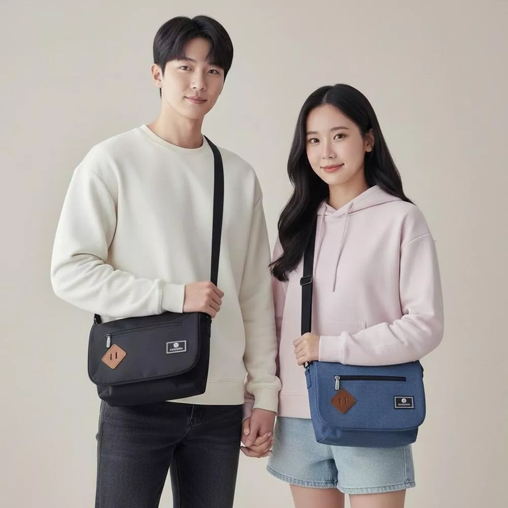 情侶系 ELANPOLO POKER 質感刷紋牛仔郵差包  2131