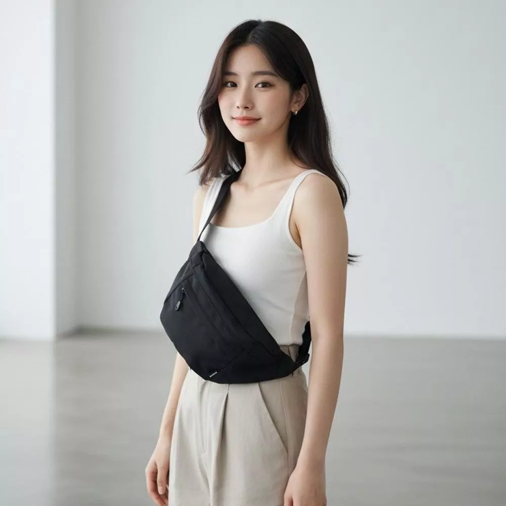 霧感黑曜兩用單肩胸包 斜背包 可做情侶包 9733