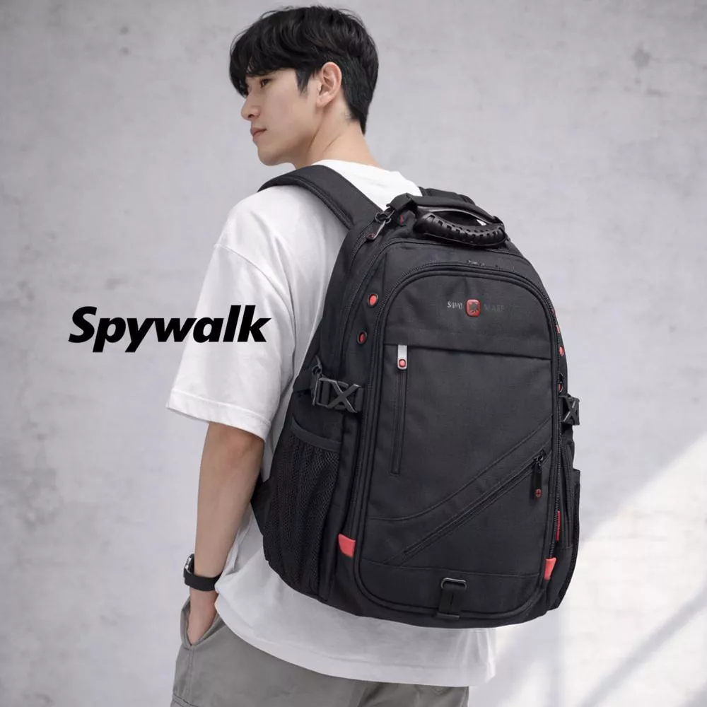 Spywalk  斜拉鍊9712 超大容量商務筆電後背包 旅行 多夾層 有胸扣