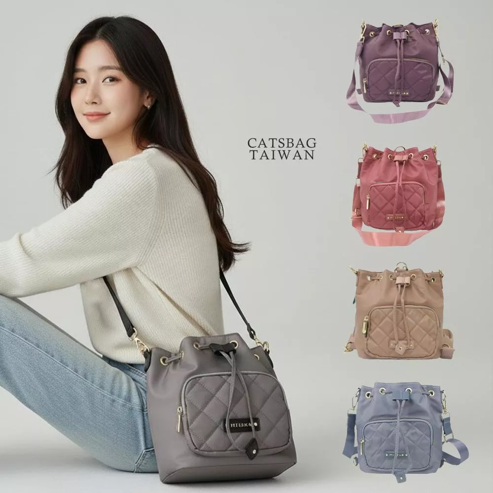 mizzue 經典三用尼龍水桶包 斜背包 後背包 附收納小包 052