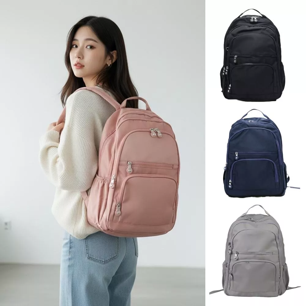 mizzue 拉鍊款商務尼龍大容量後背包 透氣減壓 出國必備 可套拉桿旅行箱 G806