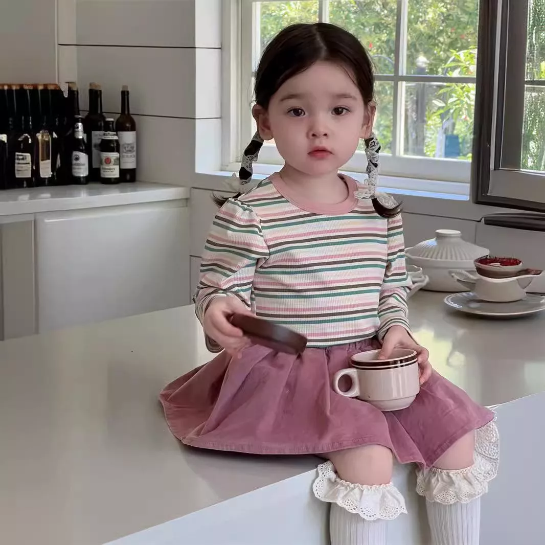韓系條紋澎澎套裝