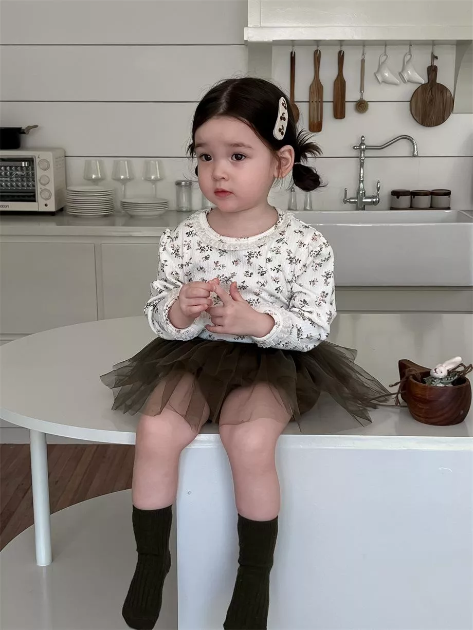 韓系碎花咖澎裙包屁