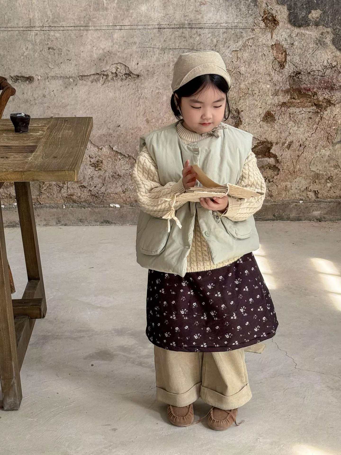 韓系復古碎花半身裙