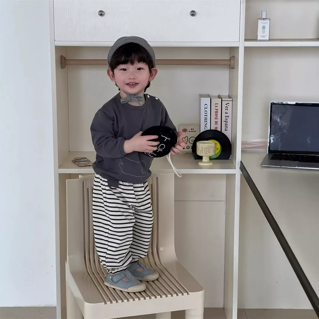 韓版狗狗印花休閒格褲