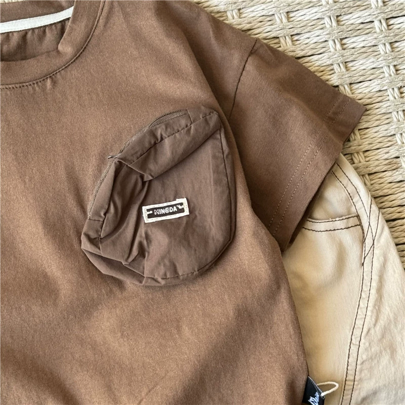 韓版圓領立體口袋T-Shirt