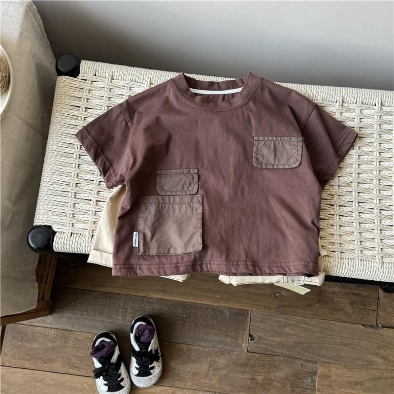 韓版拚色口袋T-Shirt