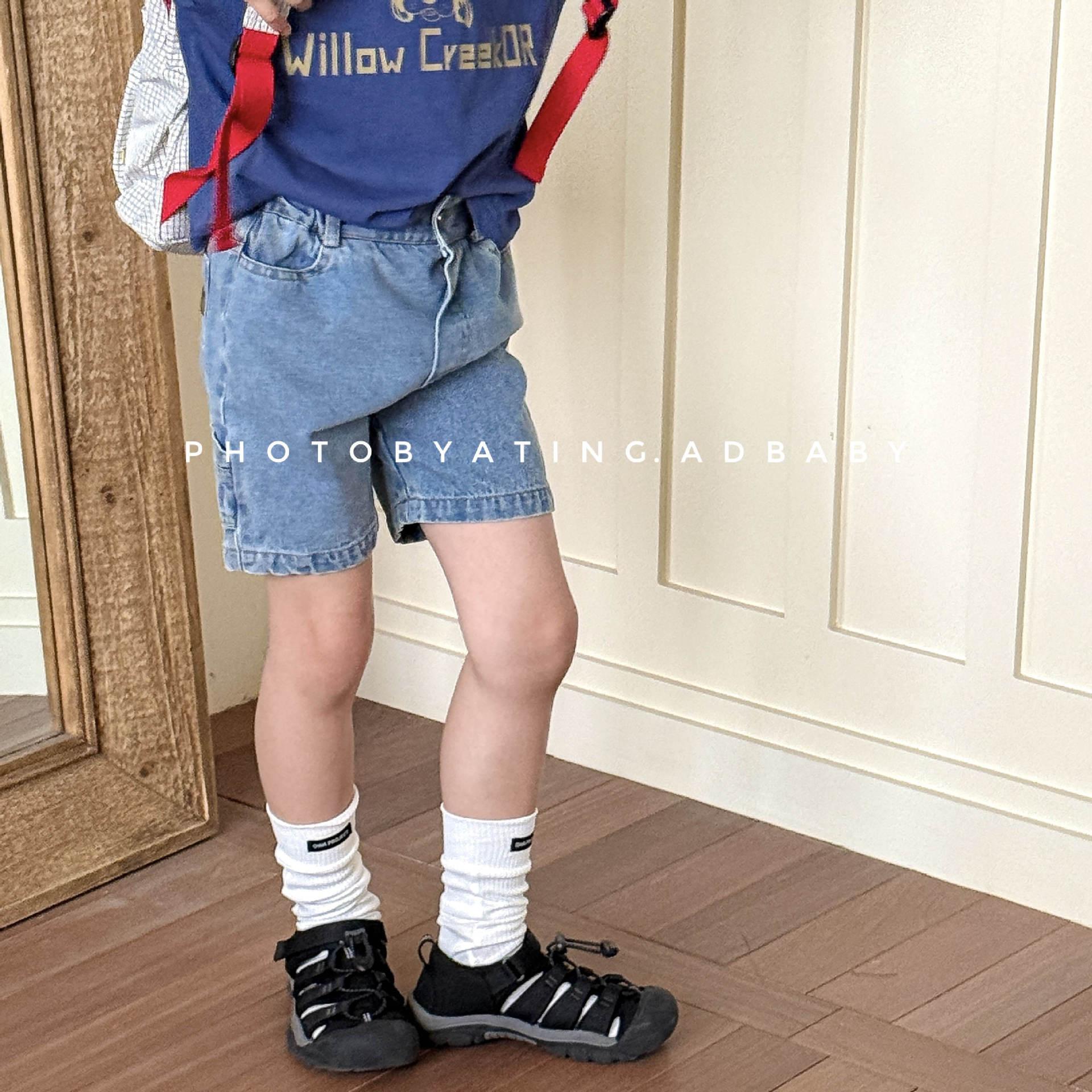 韓系素色短牛仔褲