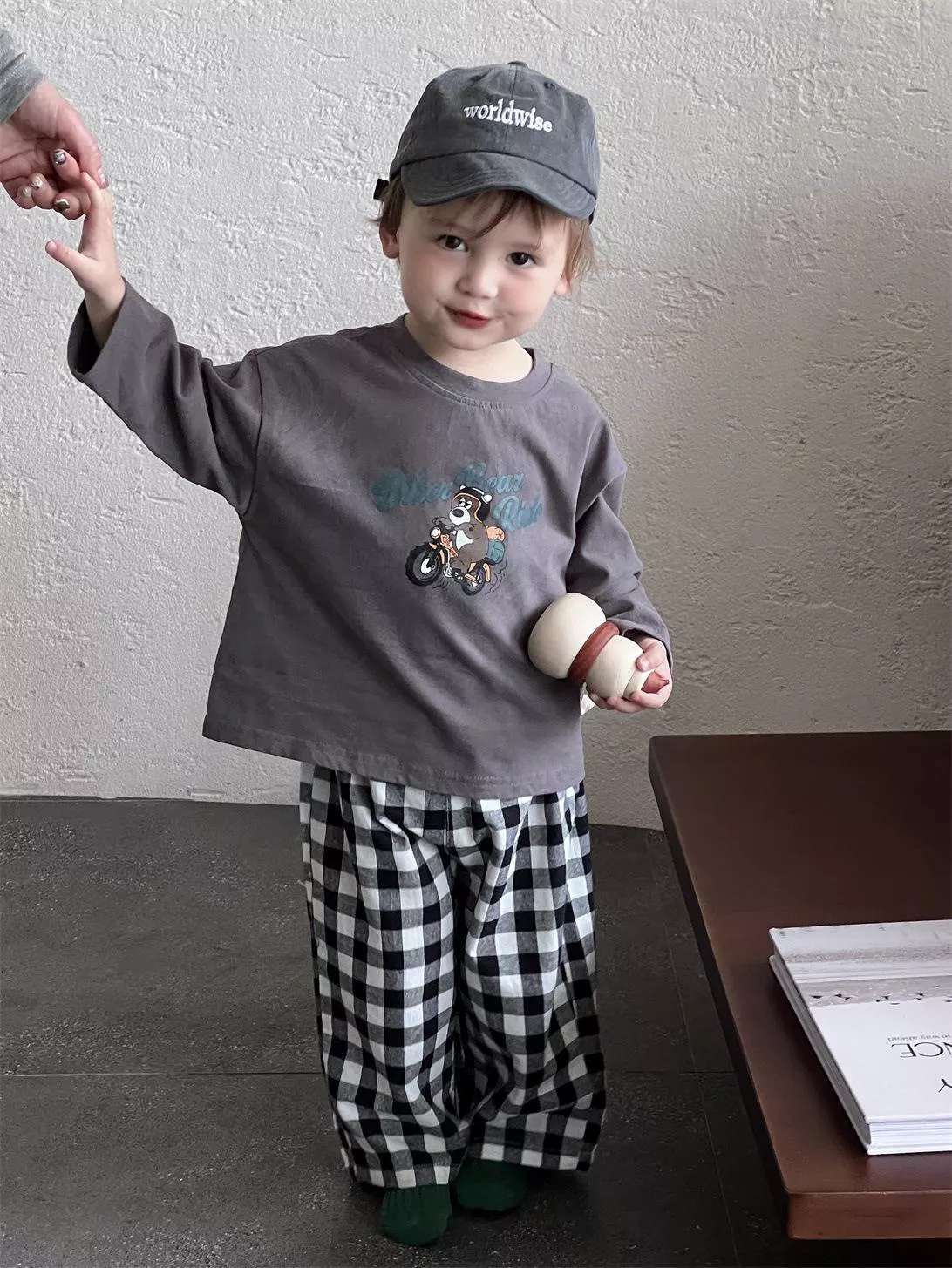 韓系印花格子褲套裝