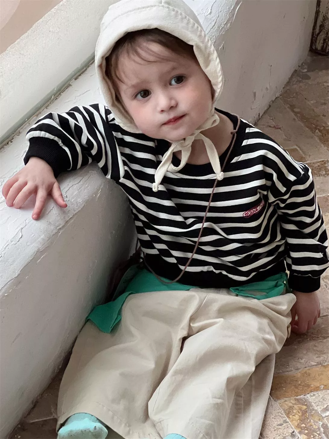 韓系條紋休閒套裝