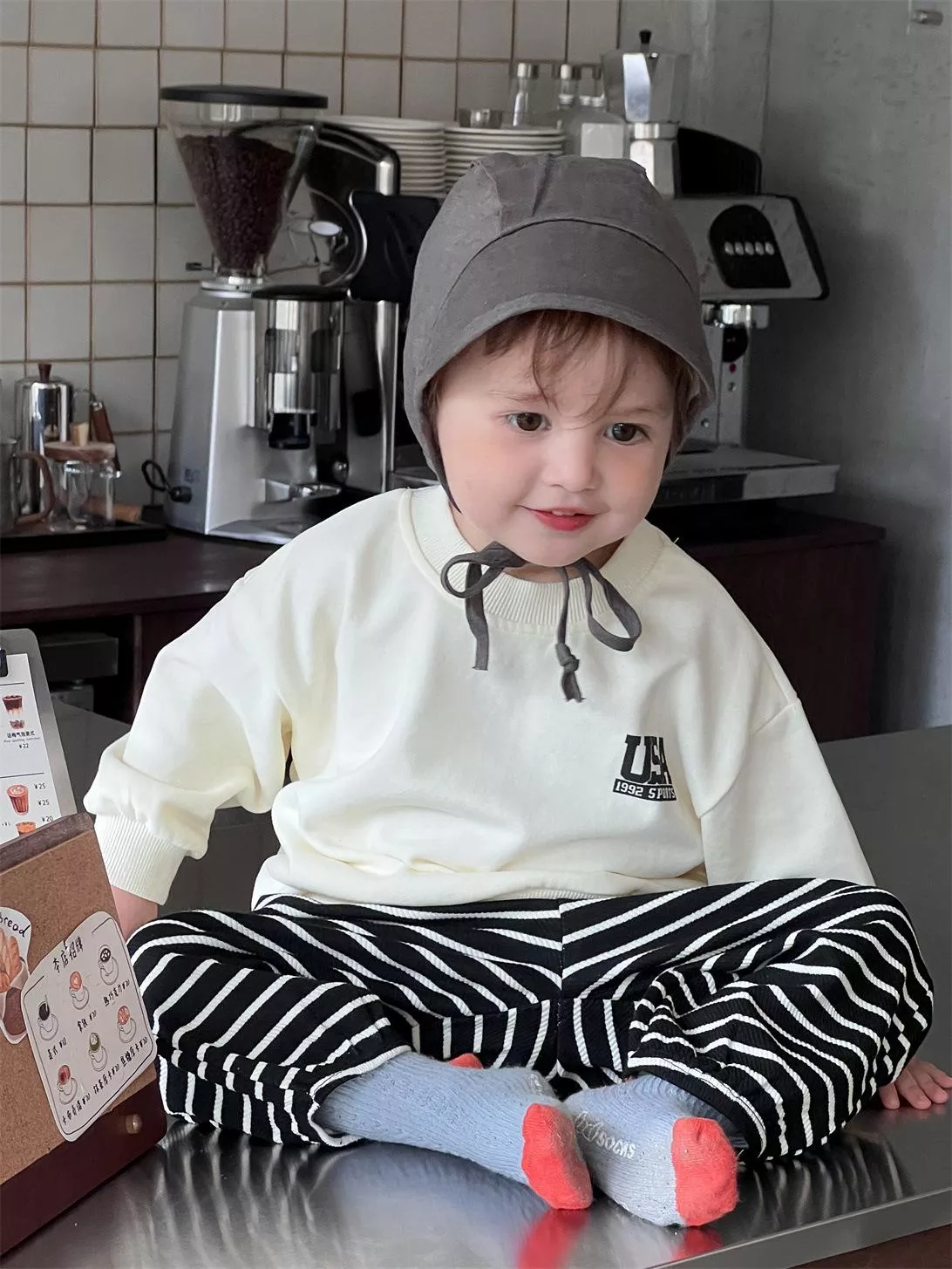 韓系字母條紋休閒套裝