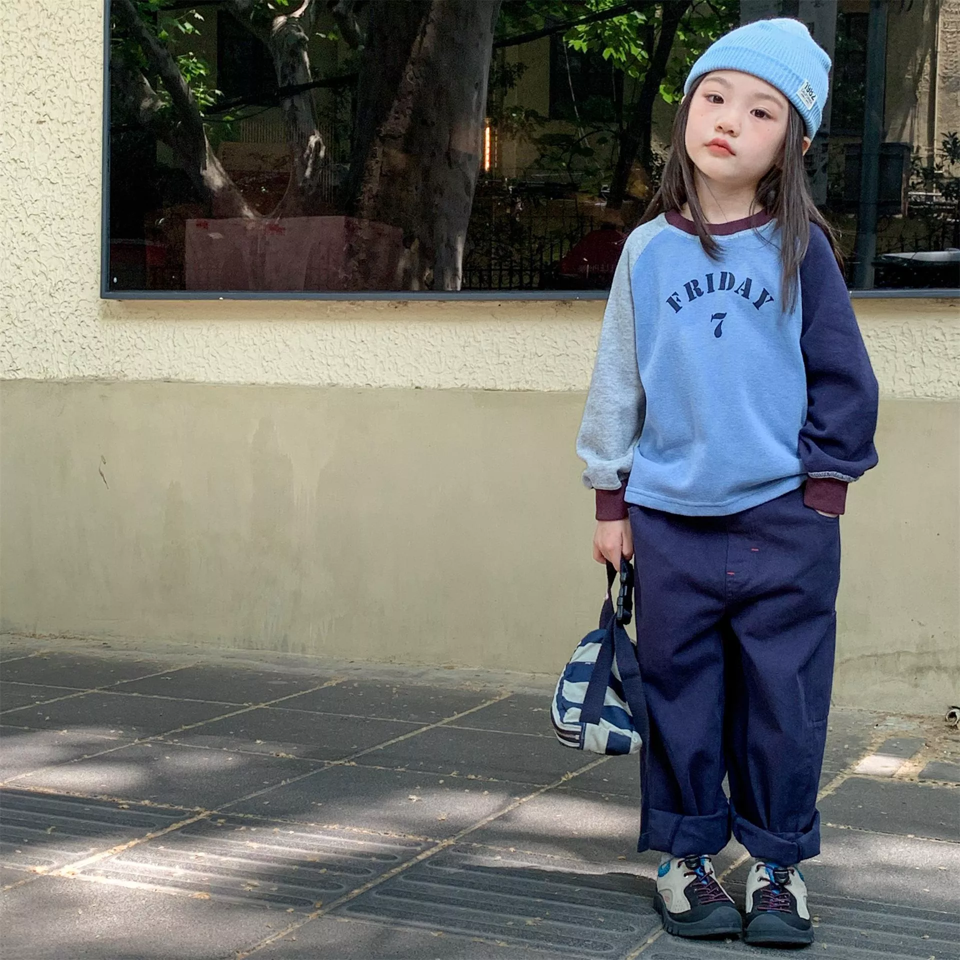 韓系水洗棉標籤工裝褲