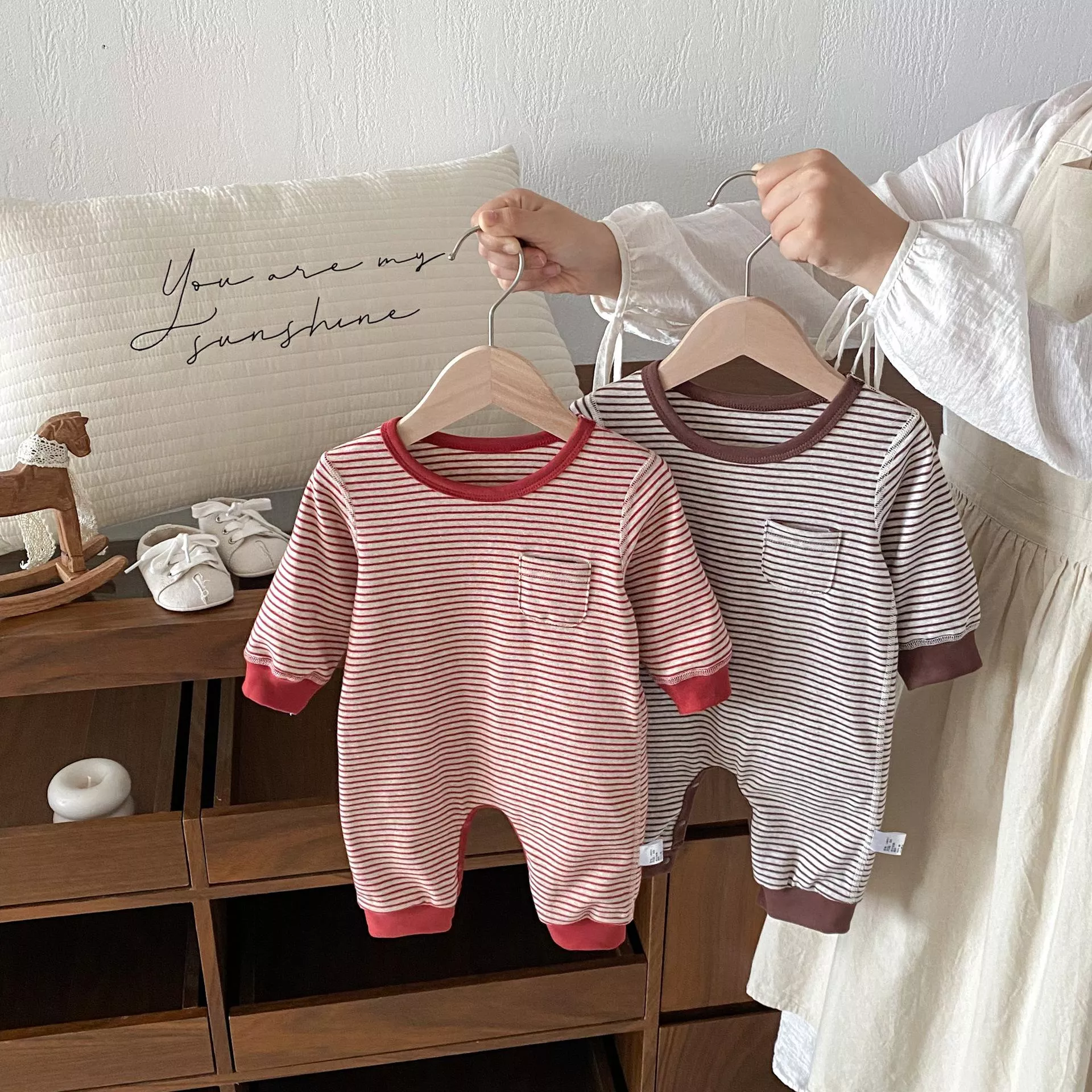 韓系信封條紋包屁