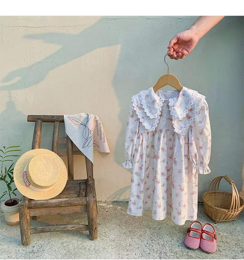 法式雙層花花領公主裙