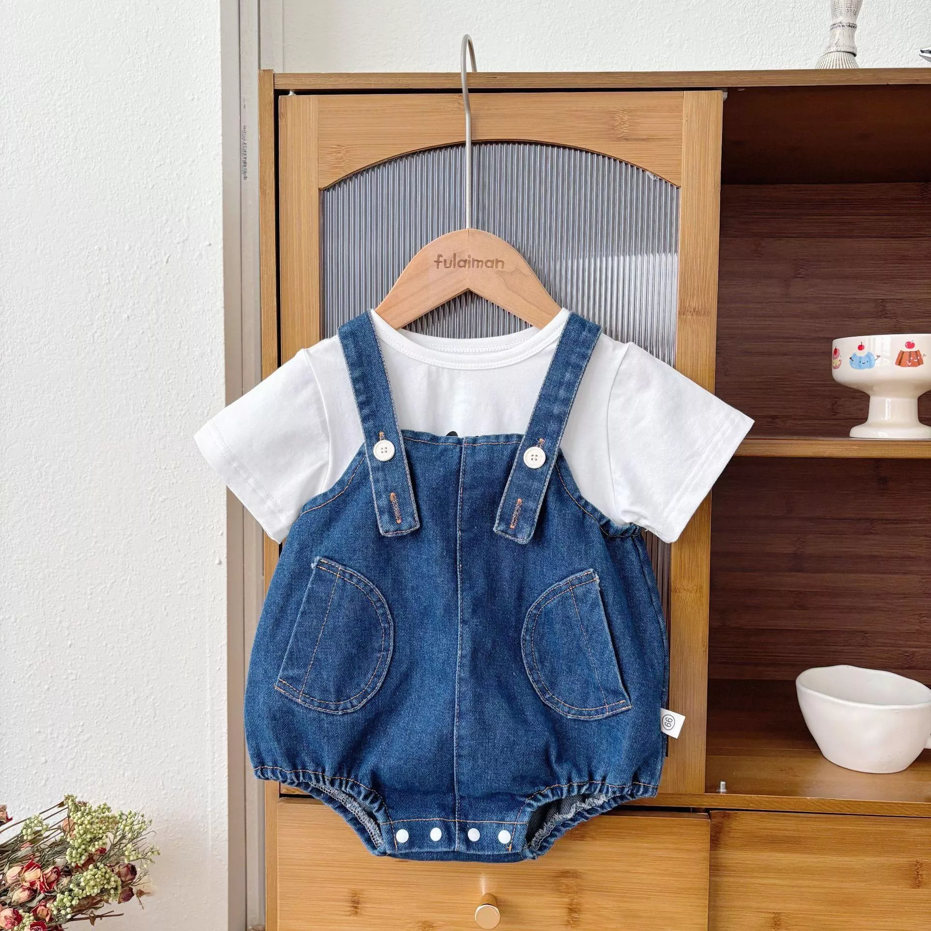 韓版牛仔吊帶包屁衣