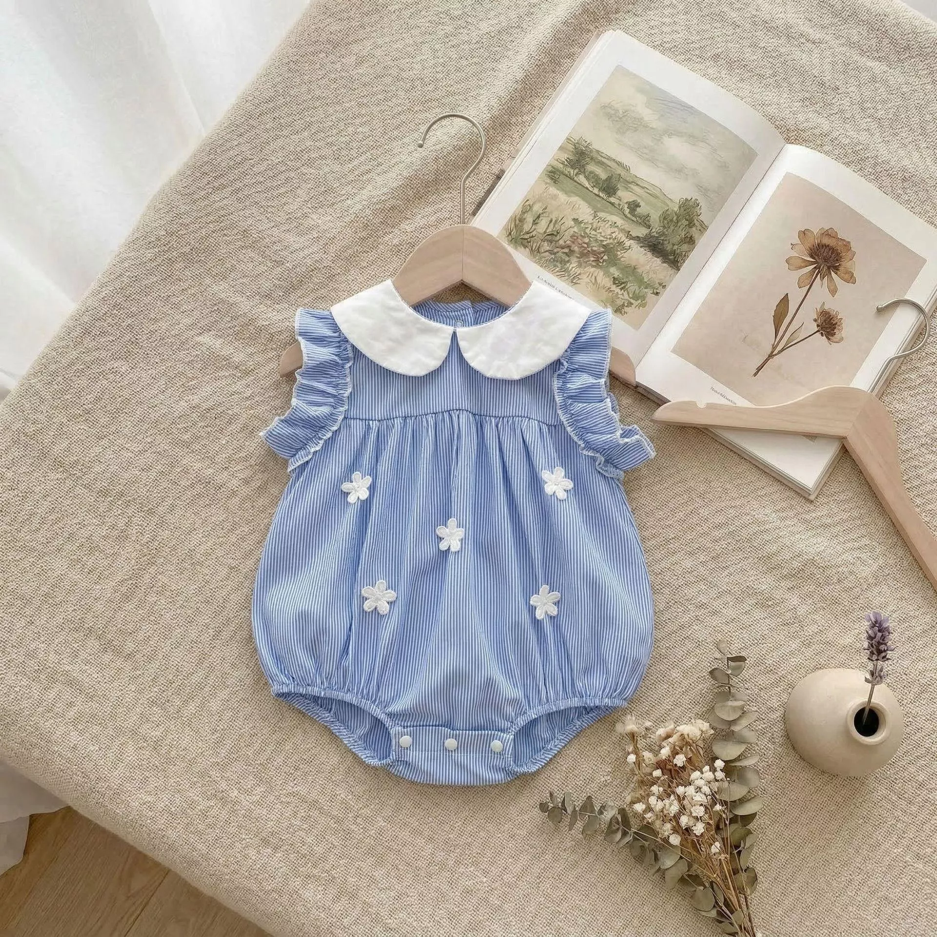 韓版洋氣蕾絲花邊包屁衣